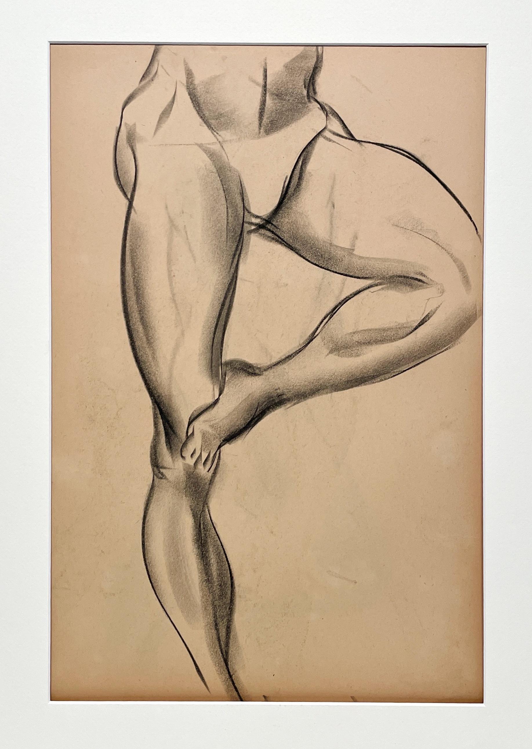 Dessin d'étude anatomique d'un modèle masculin, moderne et académique des années 1930. - Modernisme américain Art par Harold Haydon