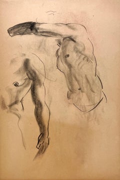 A Fine, Modern 1930s Academic Anatomical Figure Study Drawing of a Male Model