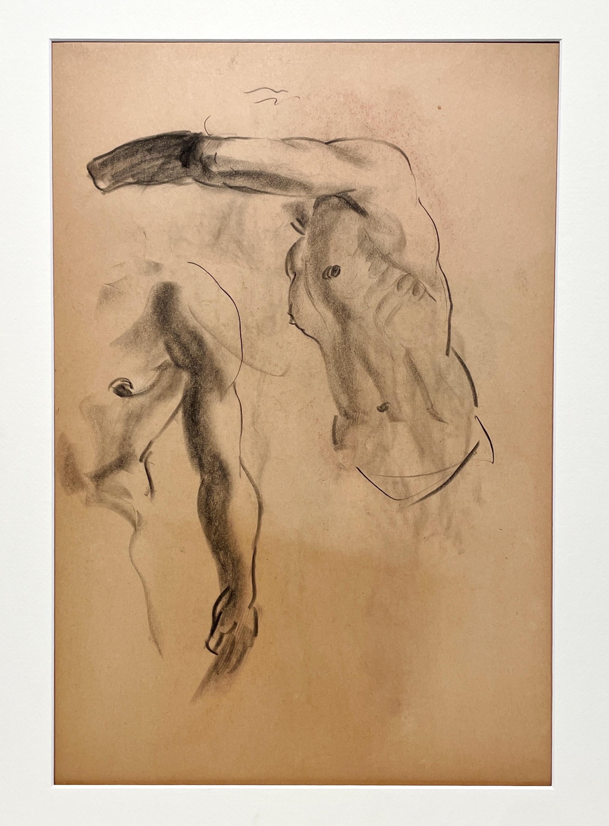 Dibujo de estudio anatómico de un modelo masculino, moderno y académico de los años 30 - Art moderno estadounidense de Harold Haydon
