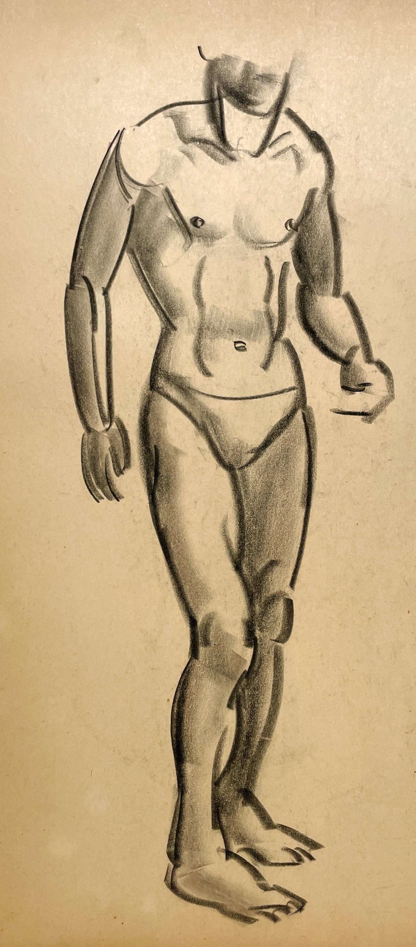 Dibujo de estudio anatómico de un modelo masculino, moderno y académico de los años 30 - Nude Beige de Harold Haydon
