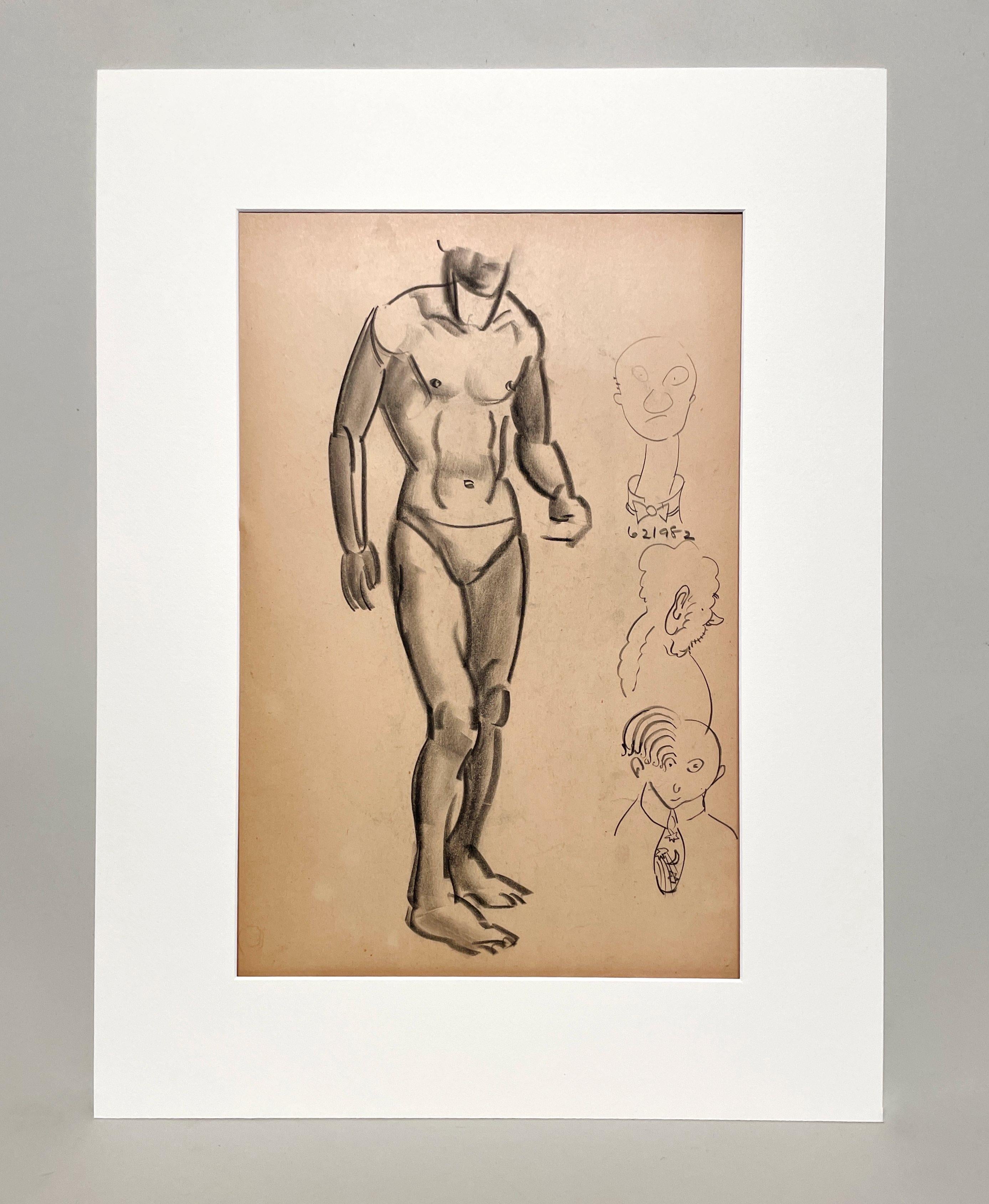 Dibujo de estudio anatómico de un modelo masculino, moderno y académico de los años 30 - Art de Harold Haydon