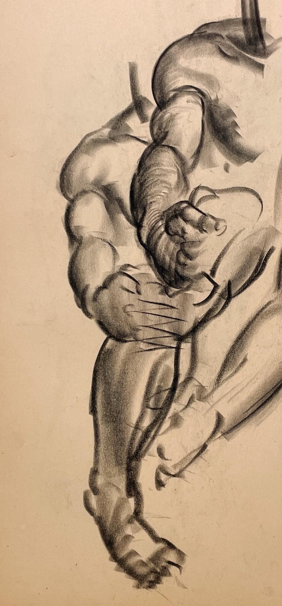 Dessin d'étude anatomique d'un modèle masculin, moderne et académique des années 1930. en vente 1