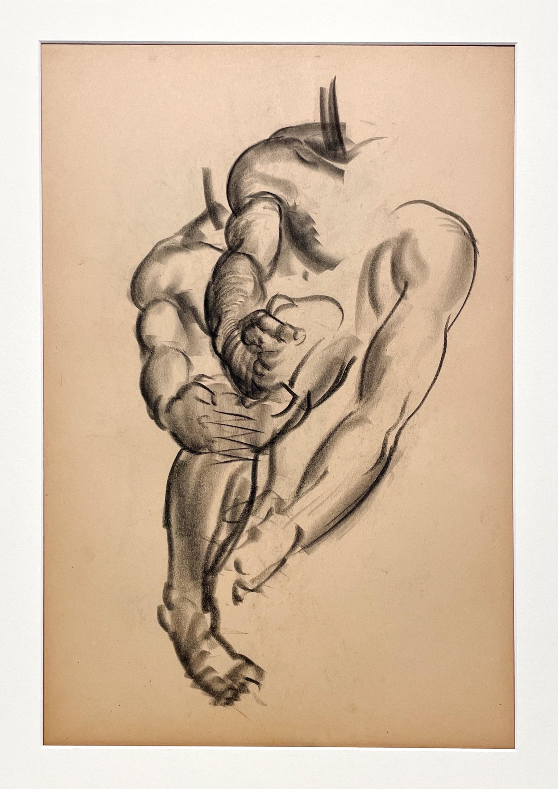 Dessin d'étude anatomique d'un modèle masculin, moderne et académique des années 1930. - Modernisme américain Art par Harold Haydon
