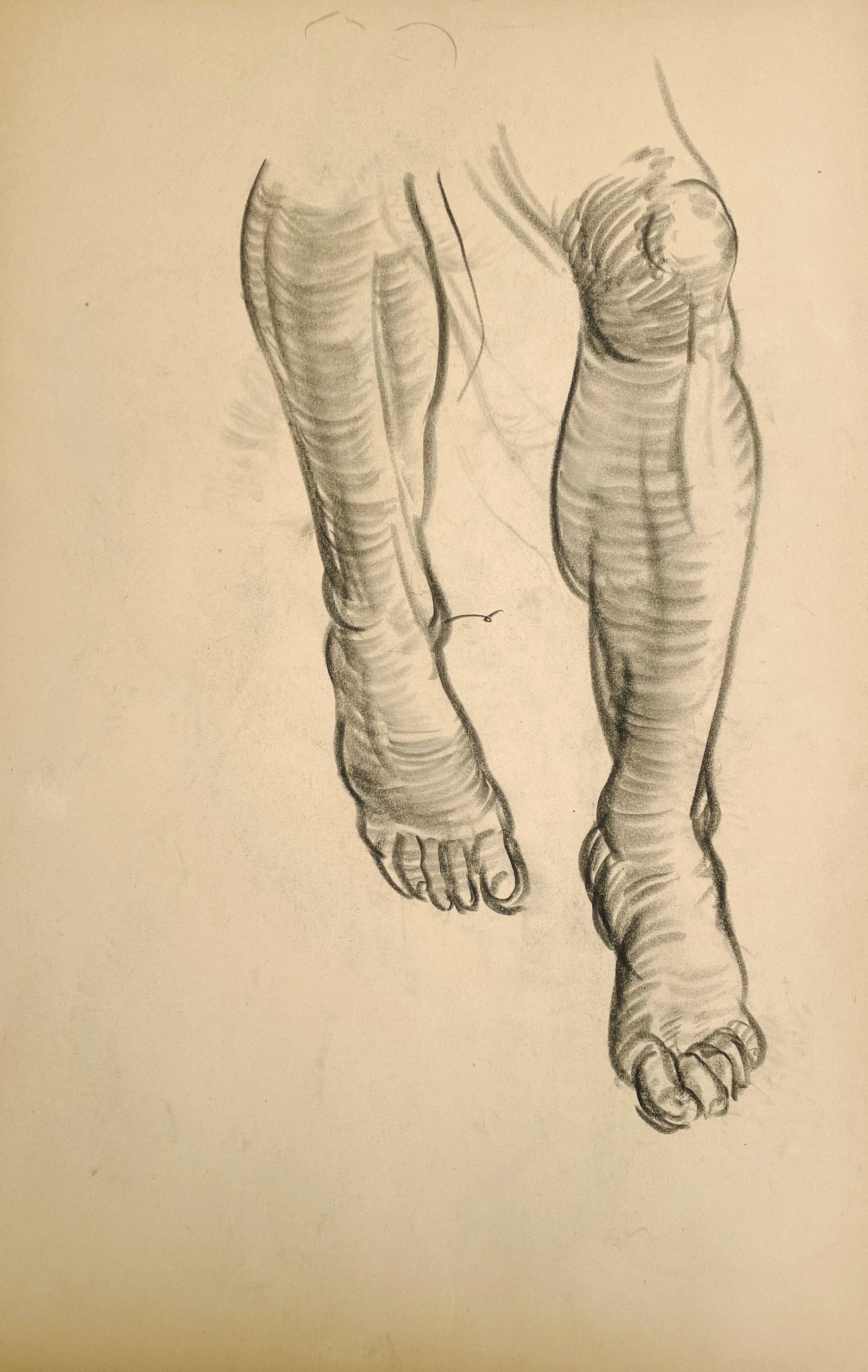 Dessin d'étude anatomique d'un modèle masculin, moderne et académique des années 1930. en vente 4
