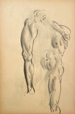 A Fine, Modern 1930s Academic Anatomical Figure Study Drawing of a Male Model