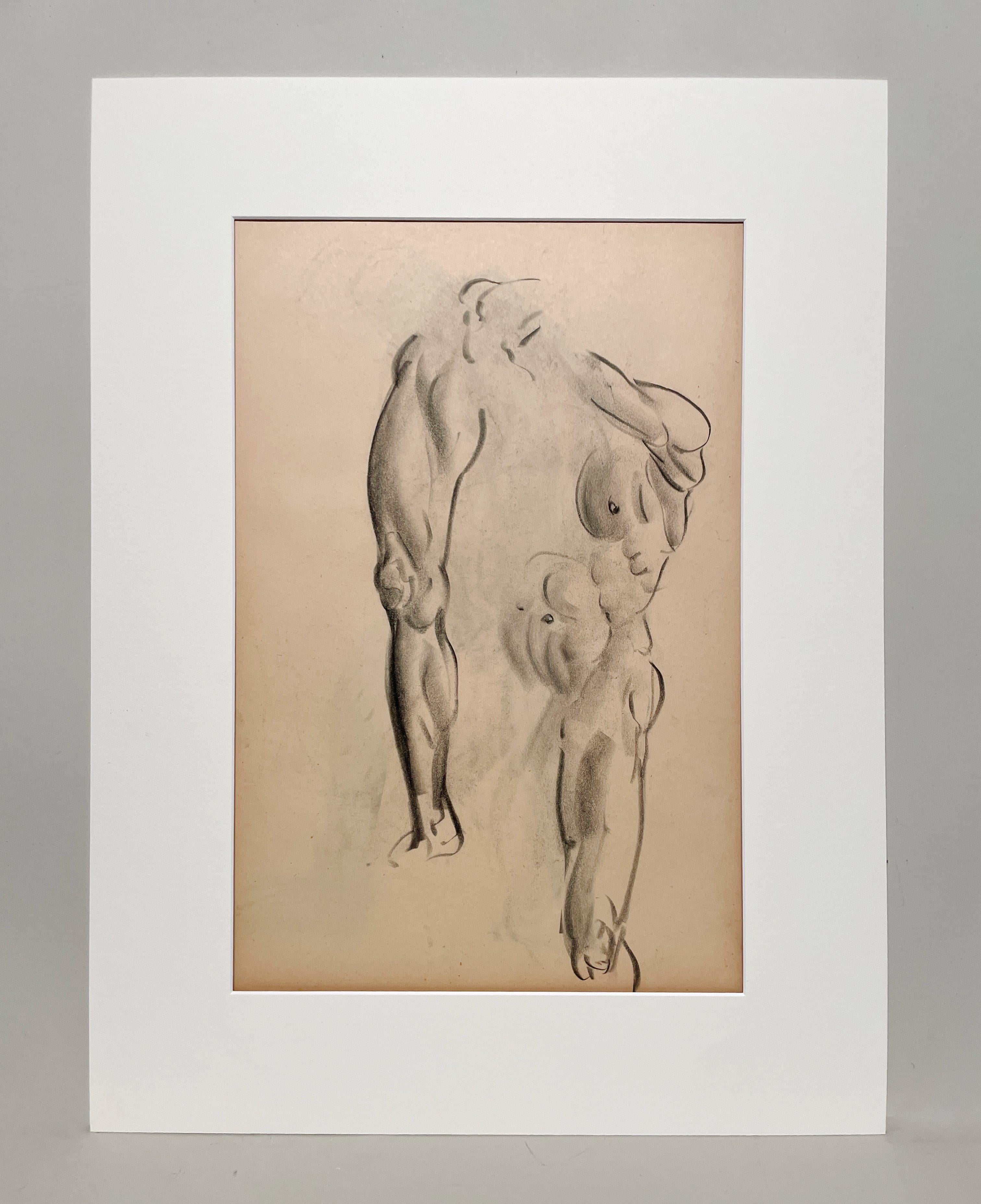 Dessin d'étude anatomique d'un modèle masculin, moderne et académique des années 1930. - Art de Harold Haydon