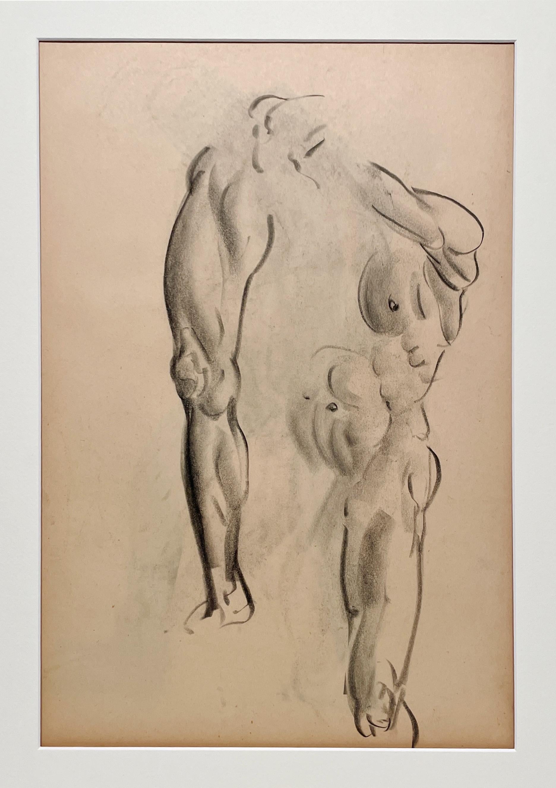Dessin d'étude anatomique d'un modèle masculin, moderne et académique des années 1930. - Modernisme américain Art par Harold Haydon