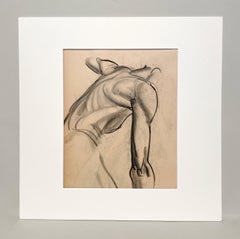 Dessin d'étude anatomique d'une belle figure académique moderne des années 1930 (Modèle masculin, dos)