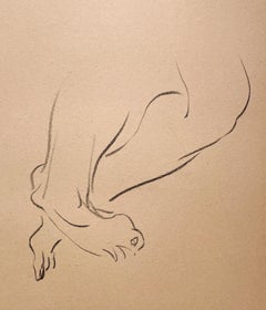 Un raffinato e moderno disegno di studio di figura anatomica accademica degli anni '30 (modello maschile, piedi)
