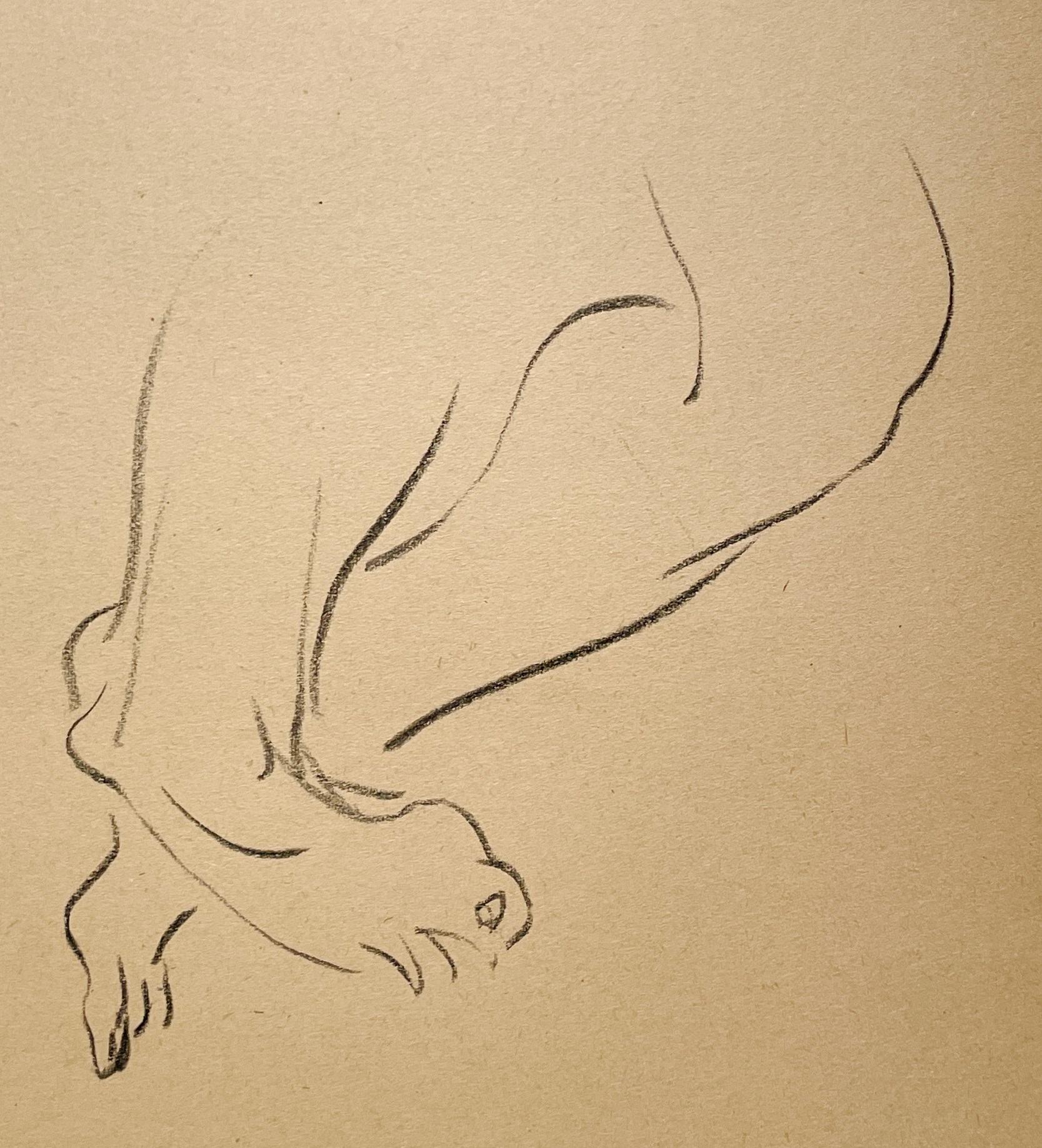 Dessin d'étude anatomique d'une belle figure académique moderne des années 1930 (Modèle masculin, pieds) en vente 1