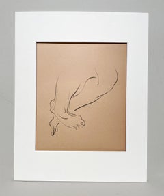 Un raffinato e moderno disegno di studio di figura anatomica accademica degli anni '30 (modello maschile, piedi)