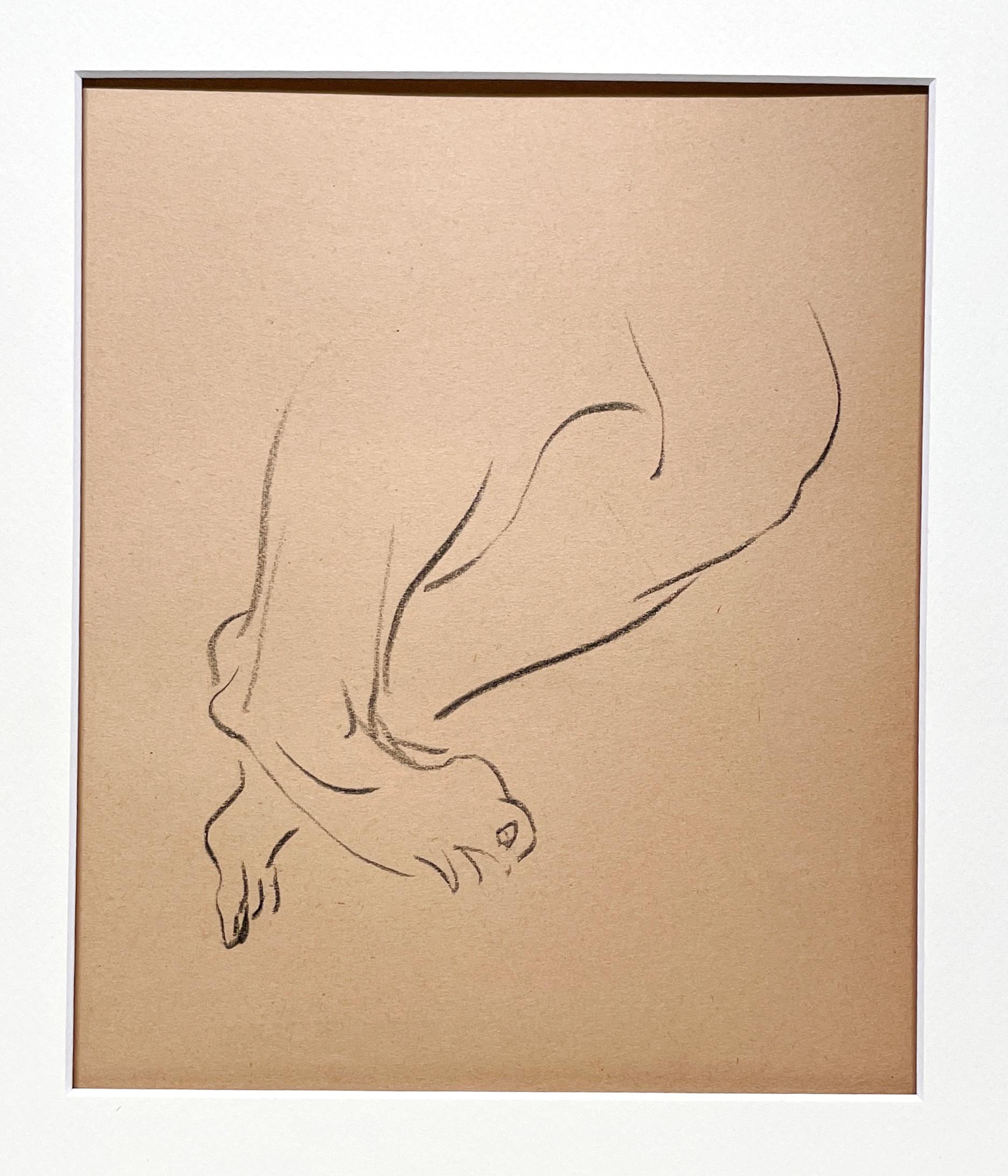 Dessin d'étude anatomique d'une belle figure académique moderne des années 1930 (Modèle masculin, pieds) - Modernisme américain Art par Harold Haydon