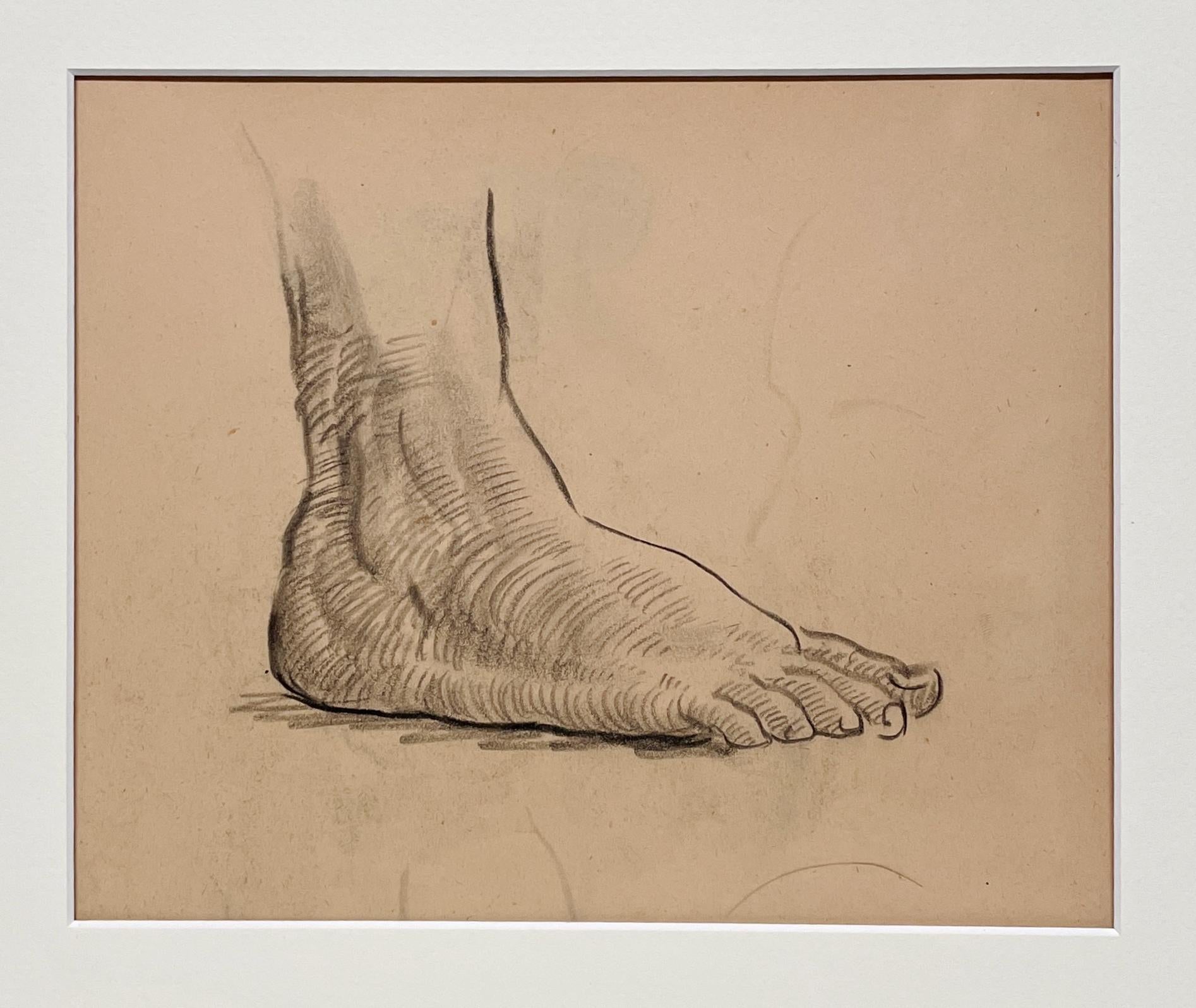 Dessin d'étude anatomique d'une belle figure académique moderne des années 1930 (Modèle masculin, pied) - Modernisme américain Art par Harold Haydon