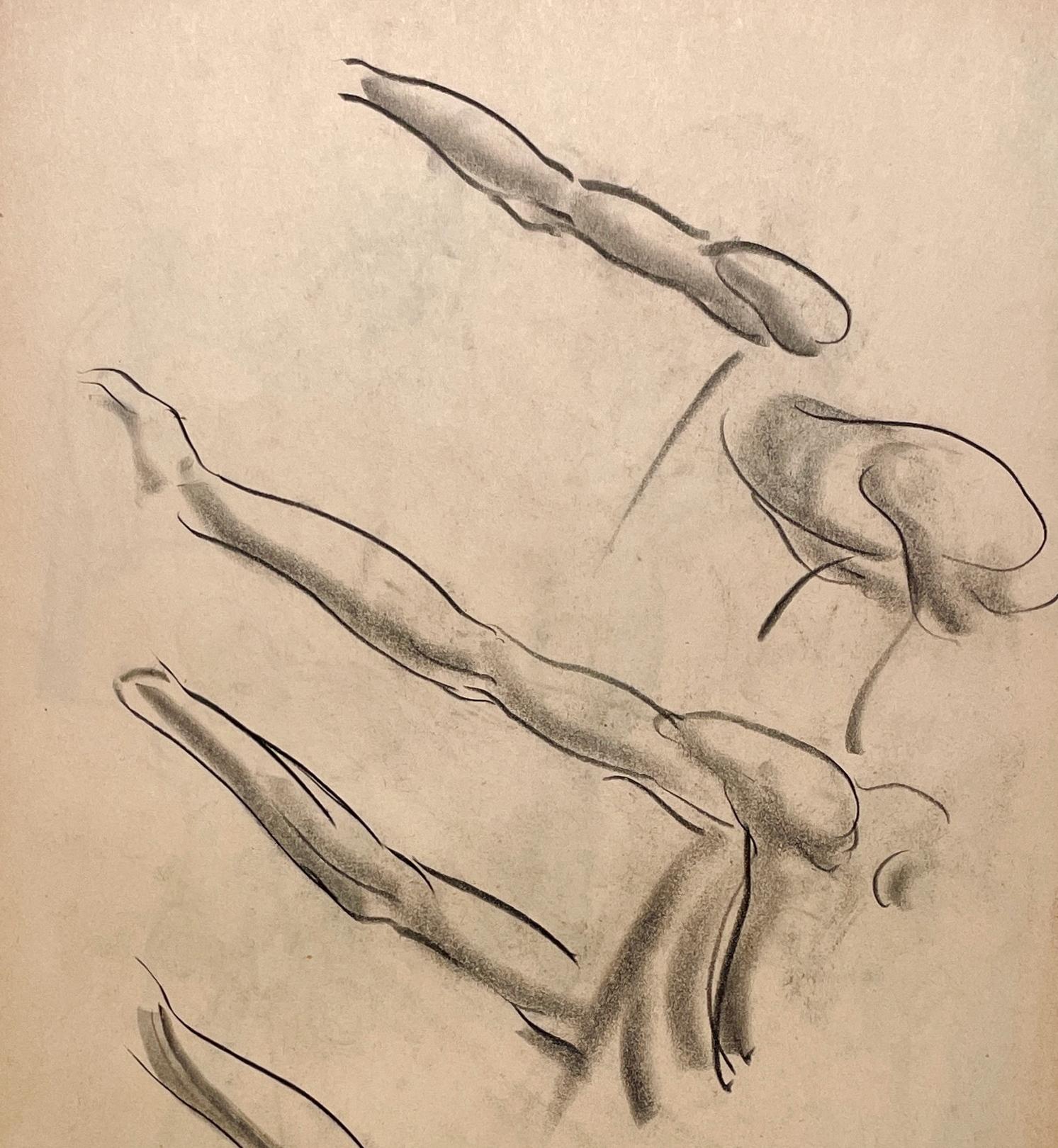 Dessin d'étude anatomique d'une belle figure académique moderne des années 1930 (Modèle masculin, bras) - Beige Figurative Art par Harold Haydon