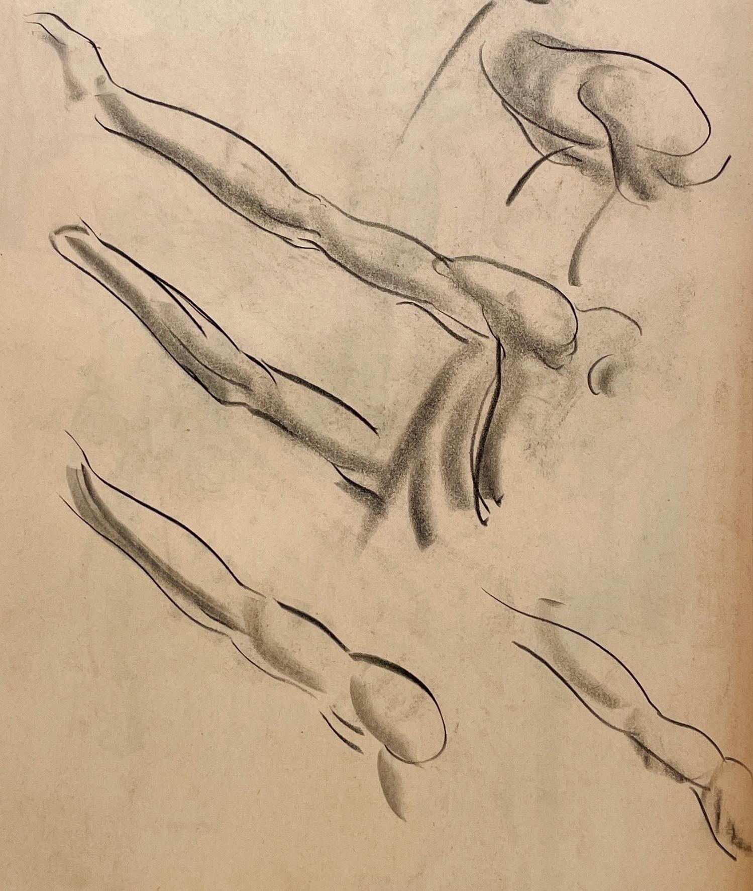 Un beau dessin d'étude anatomique moderne des années 1930 représentant les bras d'un homme, réalisé par le célèbre artiste de Chicago Harold Haydon (Am. 1909-1994).  Une étude au fusain bien exécutée, datant du début des années 1930 (un dessin