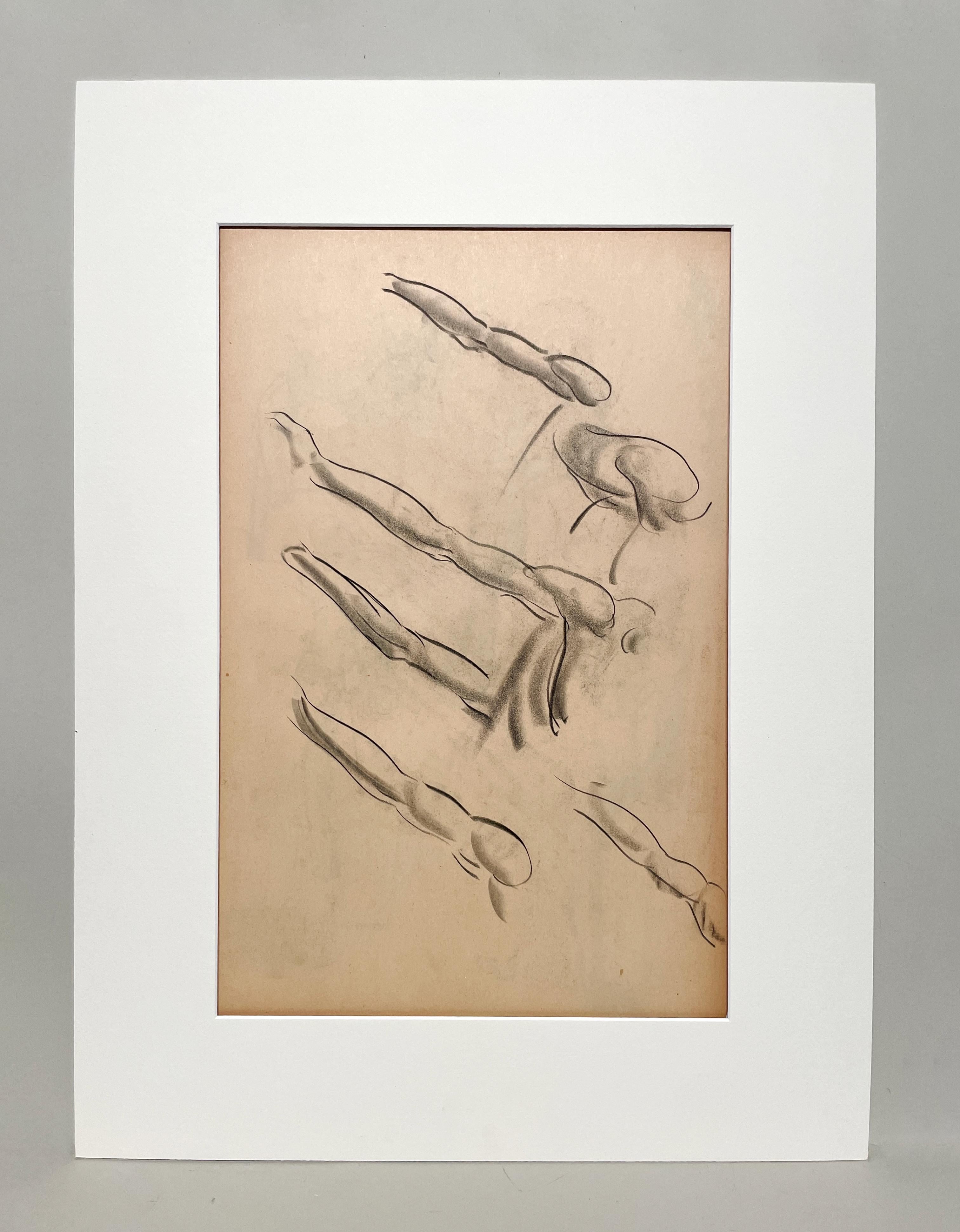 Dessin d'étude anatomique d'une belle figure académique moderne des années 1930 (Modèle masculin, bras) - Art de Harold Haydon