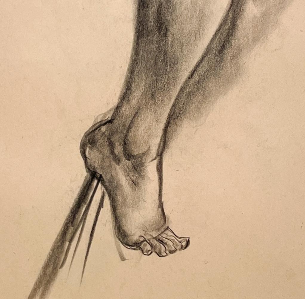 Un raffinato e moderno studio di figura anatomica accademica degli anni '30 (gamba femminile, ginocchio e piede) in vendita 1