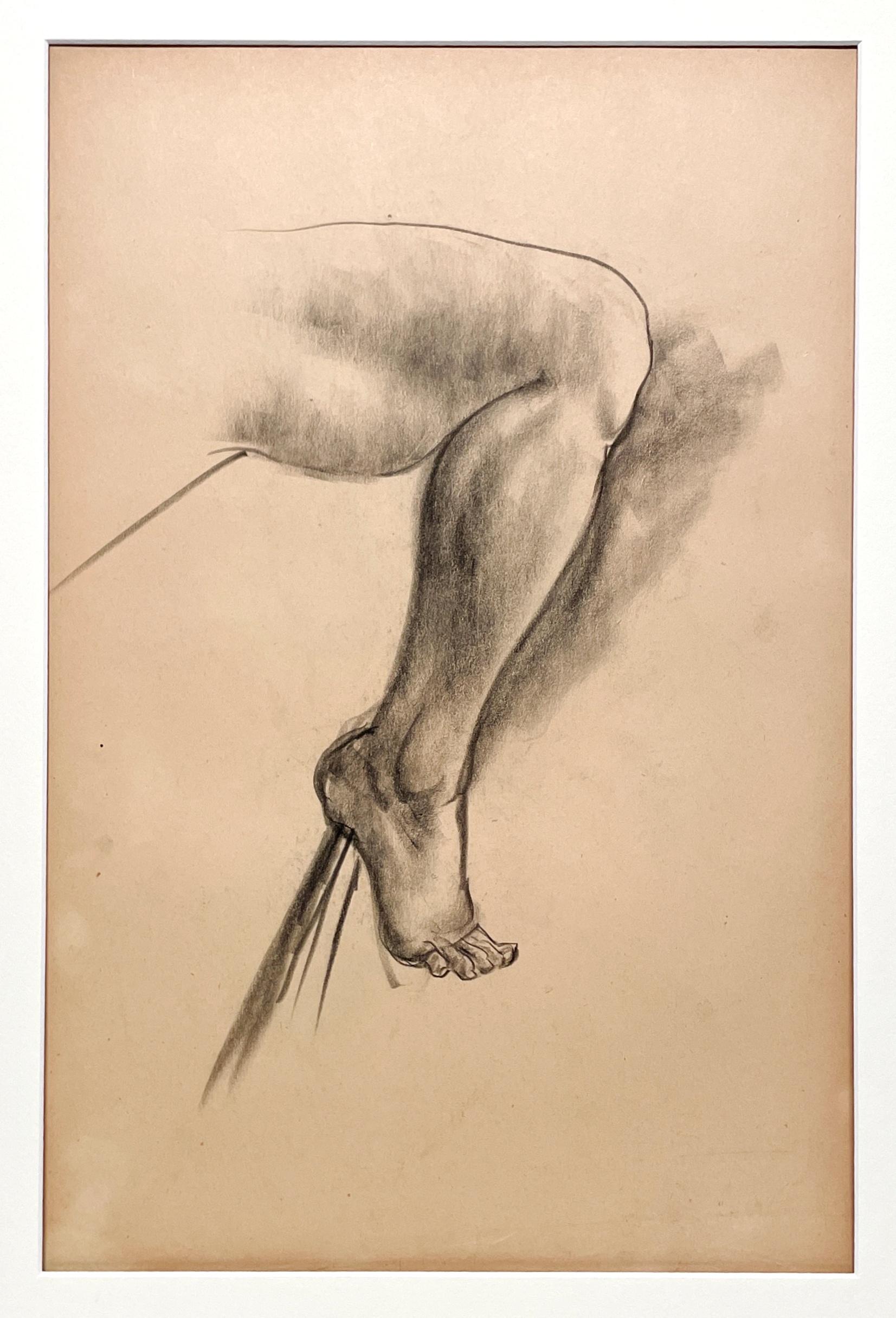 Un raffinato e moderno studio di figura anatomica accademica degli anni '30 (gamba femminile, ginocchio e piede) - Art American Modern di Harold Haydon