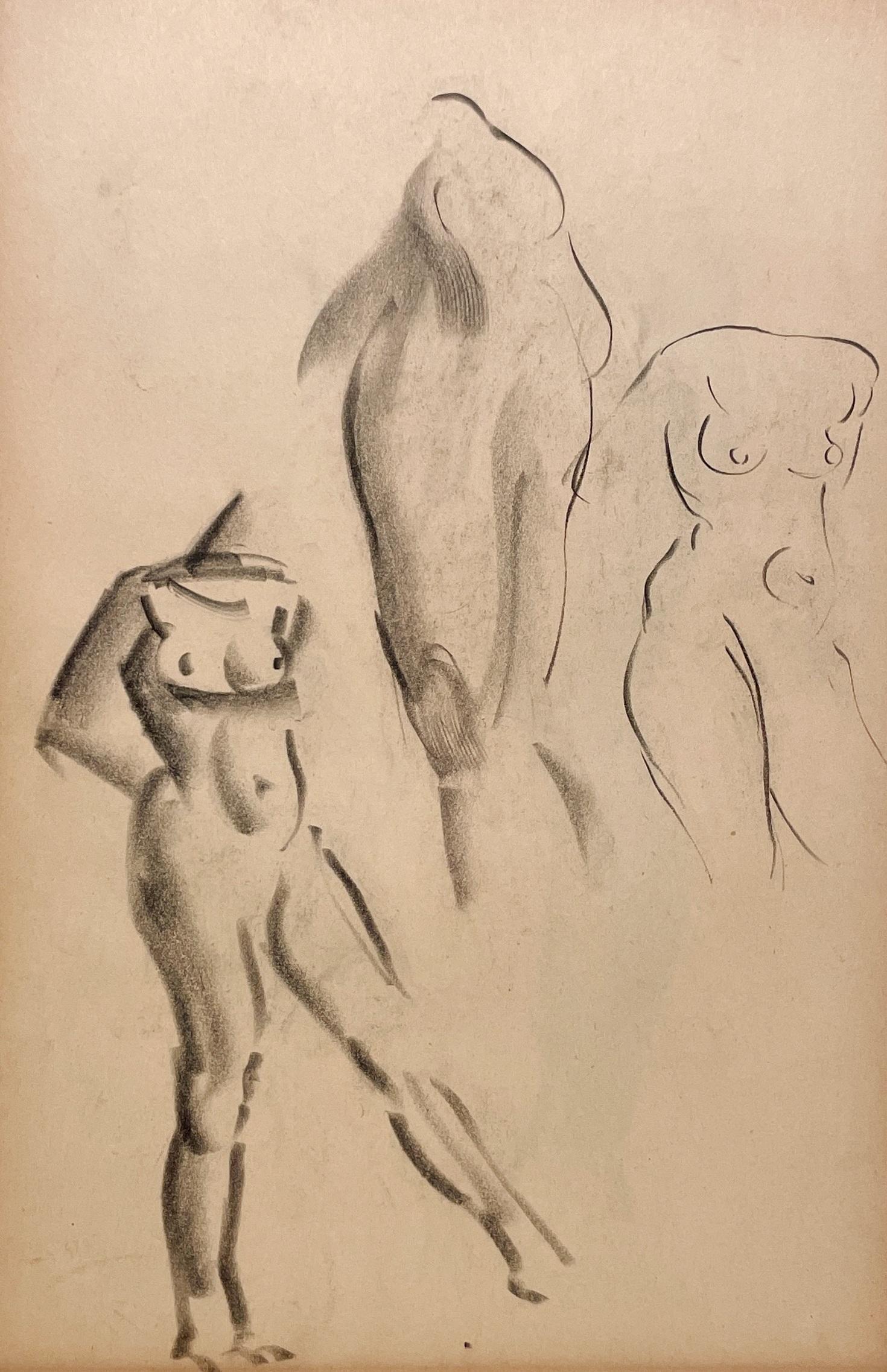 Figurative Art Harold Haydon - Étude de figure moderne des années 1930, très finement dessinée, d'un modèle féminin nu