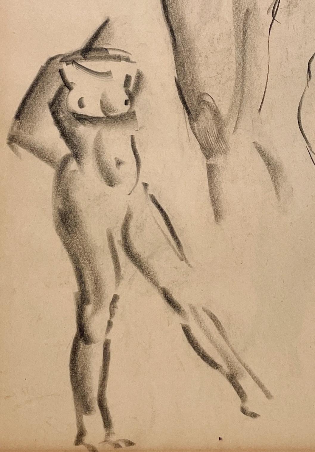 Étude de figure moderne des années 1930, très finement dessinée, d'un modèle féminin nu - Beige Figurative Art par Harold Haydon