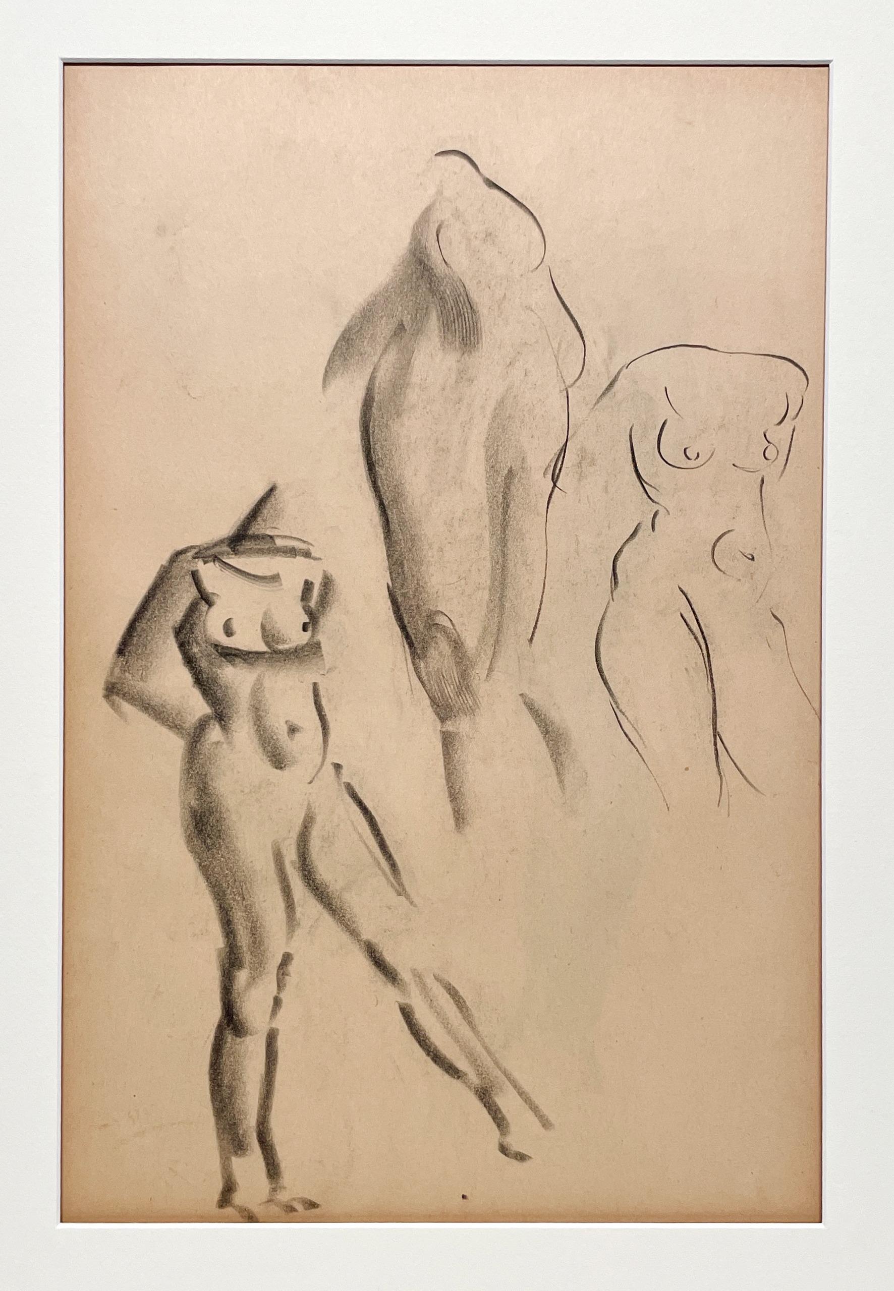 Étude de figure moderne des années 1930, très finement dessinée, d'un modèle féminin nu - Modernisme américain Art par Harold Haydon