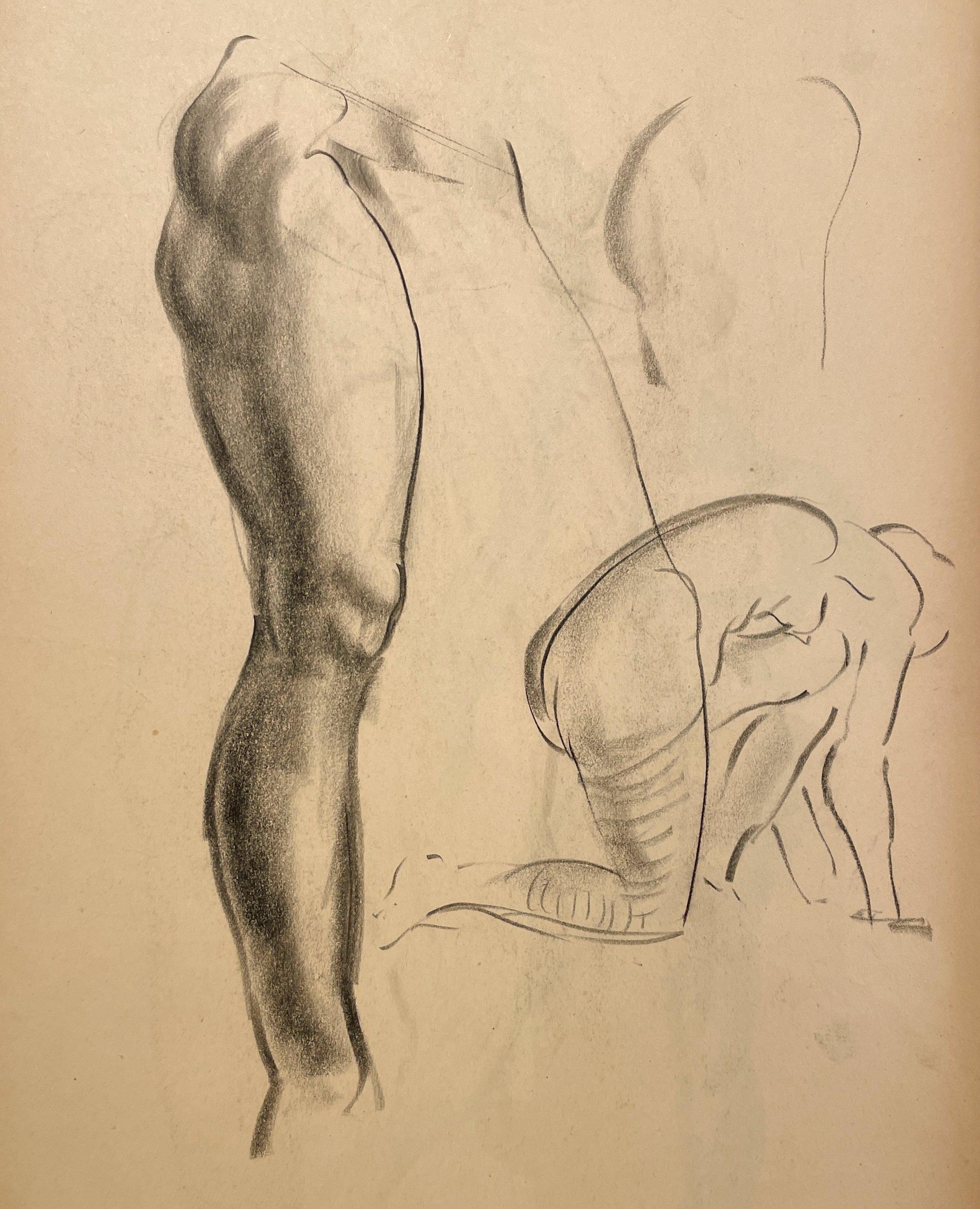 Étude de figure moderne des années 1930, très finement dessinée, d'un modèle féminin nu en vente 2