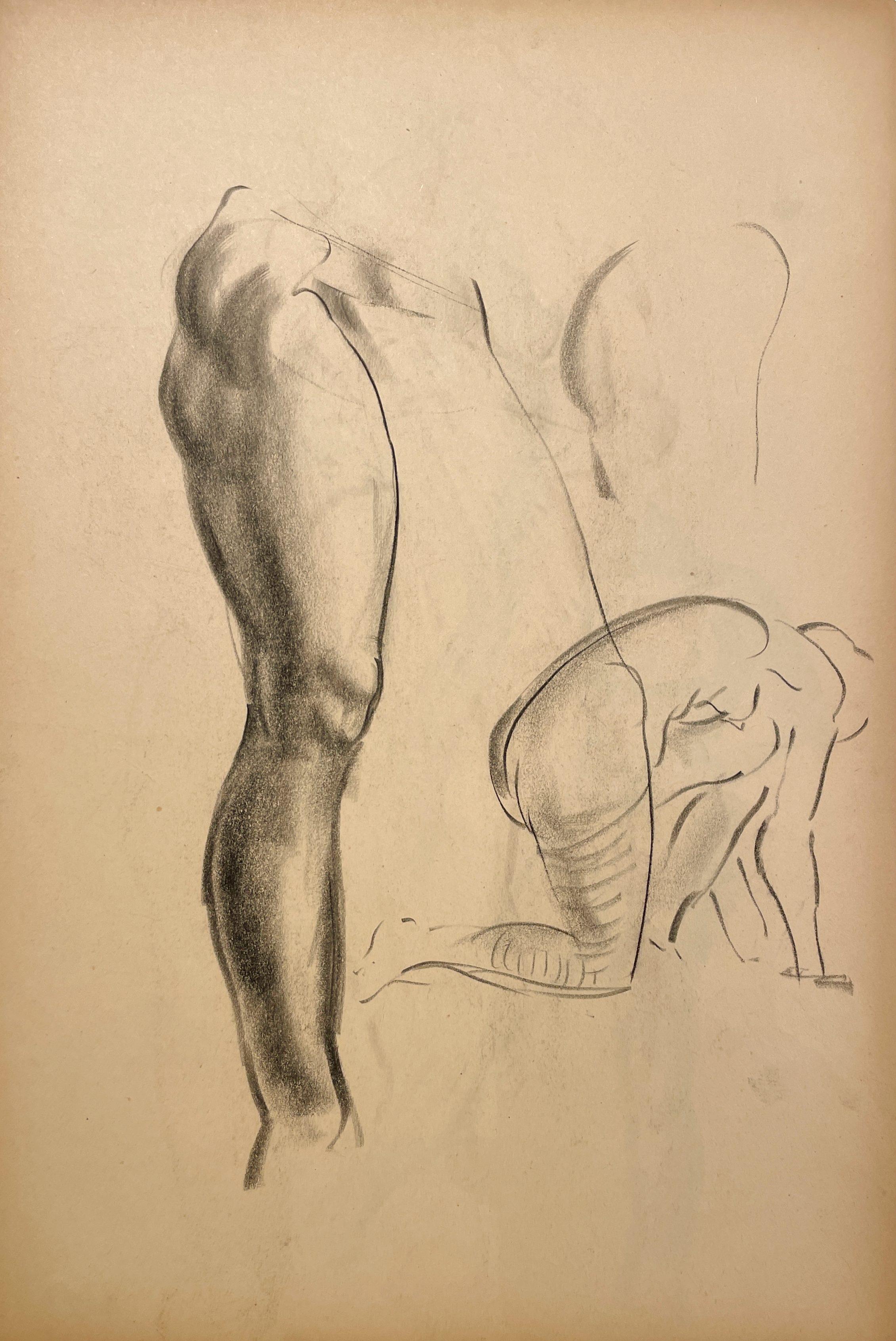 Étude de figure moderne des années 1930, très finement dessinée, d'un modèle féminin nu en vente 3