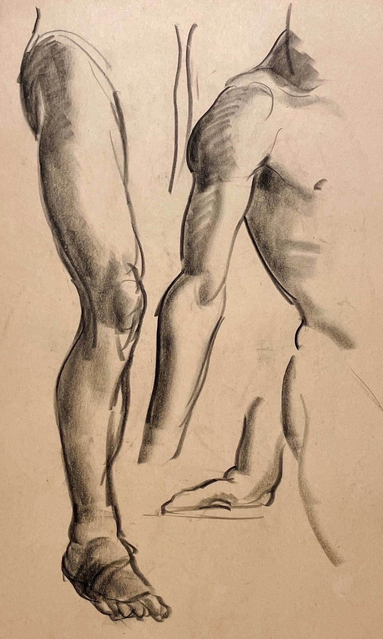 Dibujo de estudio anatómico de un modelo masculino, moderno y académico de los años 30 - Nude Beige de Harold Haydon