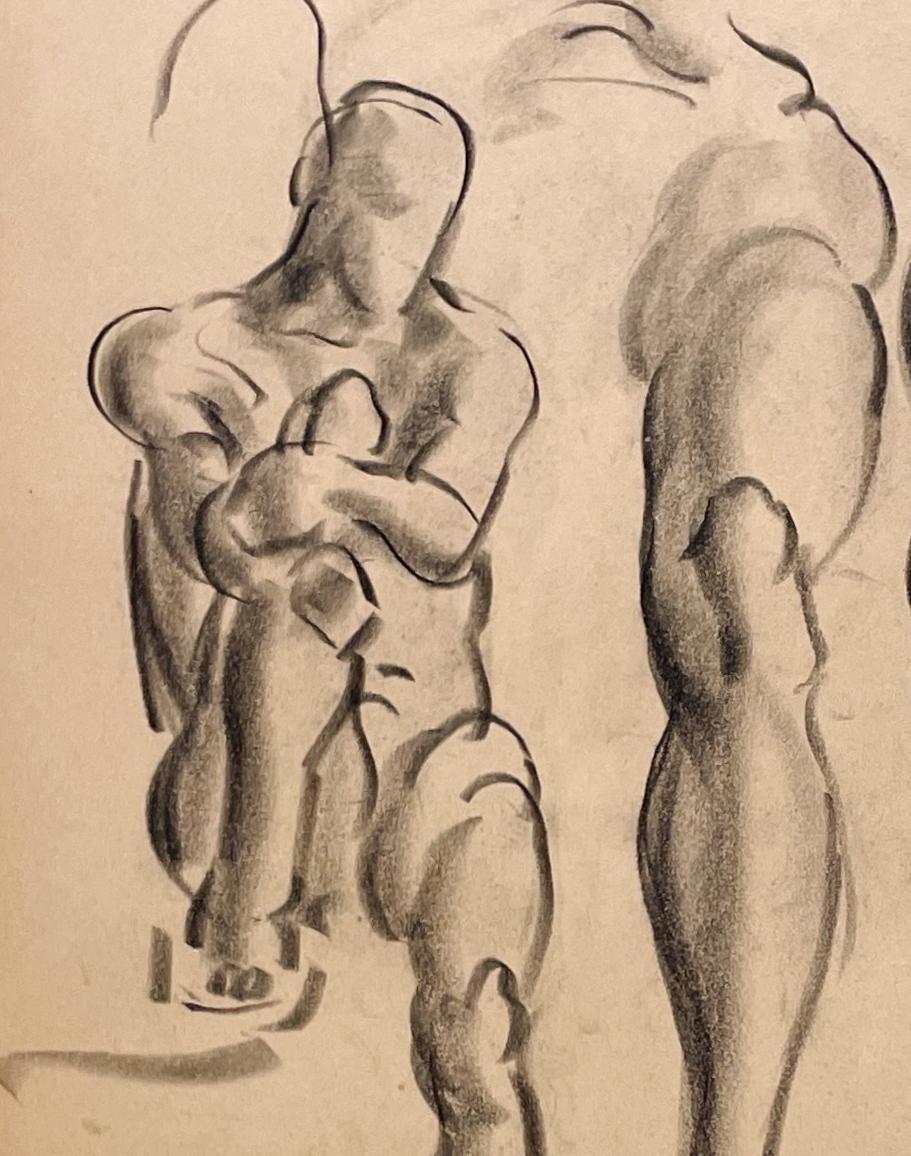 Belle étude anatomique académique moderne des années 1930 d'un modèle masculin nu en vente 1