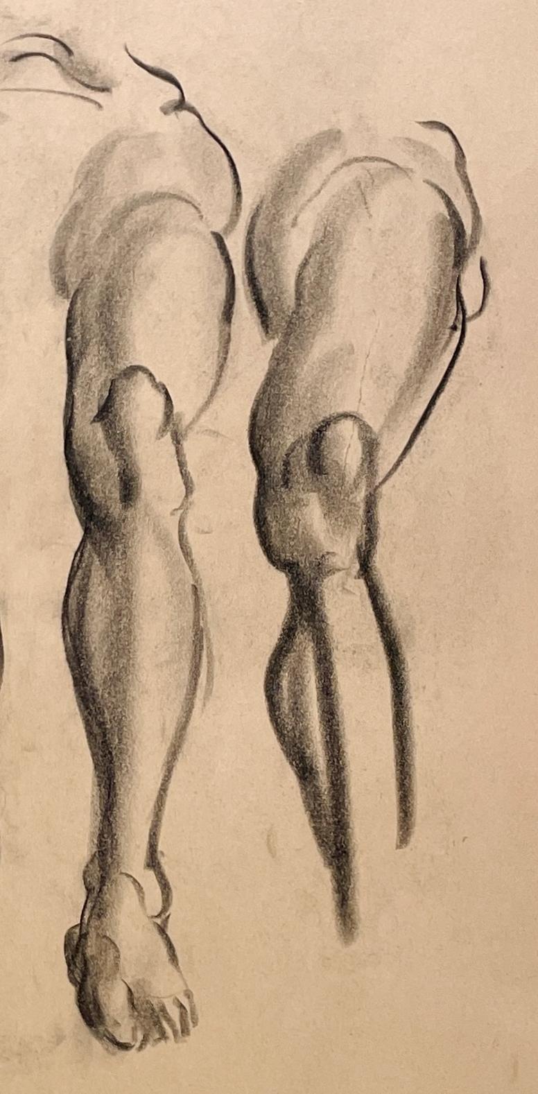 Belle étude anatomique académique moderne des années 1930 d'un modèle masculin nu - Beige Figurative Art par Harold Haydon