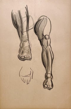 Un fino y moderno estudio anatómico de figura académica de los años 30 (piernas, rodillas y pies masculinos)