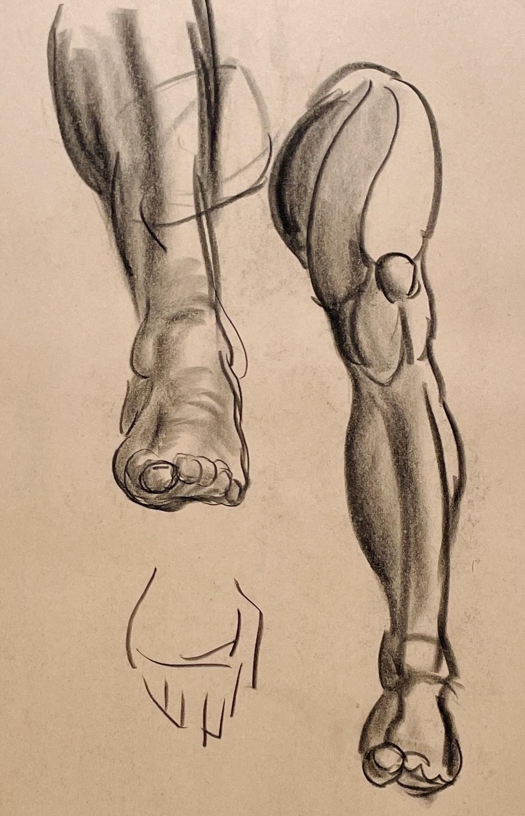 Un raffinato e moderno studio di figura anatomica accademica degli anni '30 (gambe, ginocchio e piedi maschili) in vendita 1
