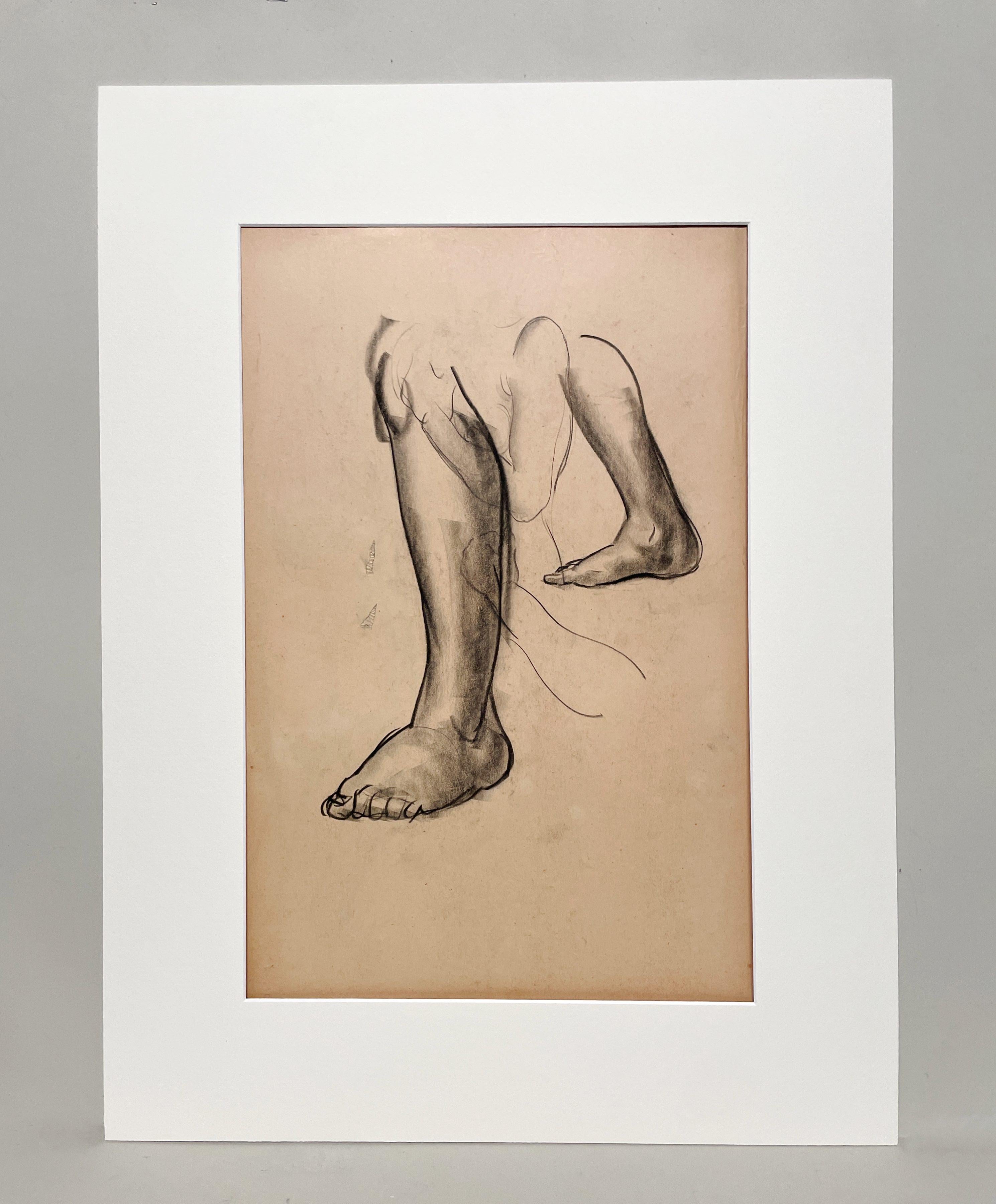 Un raffinato e moderno studio di figura anatomica accademica degli anni '30 (gambe e gambe femminili) - Art di Harold Haydon