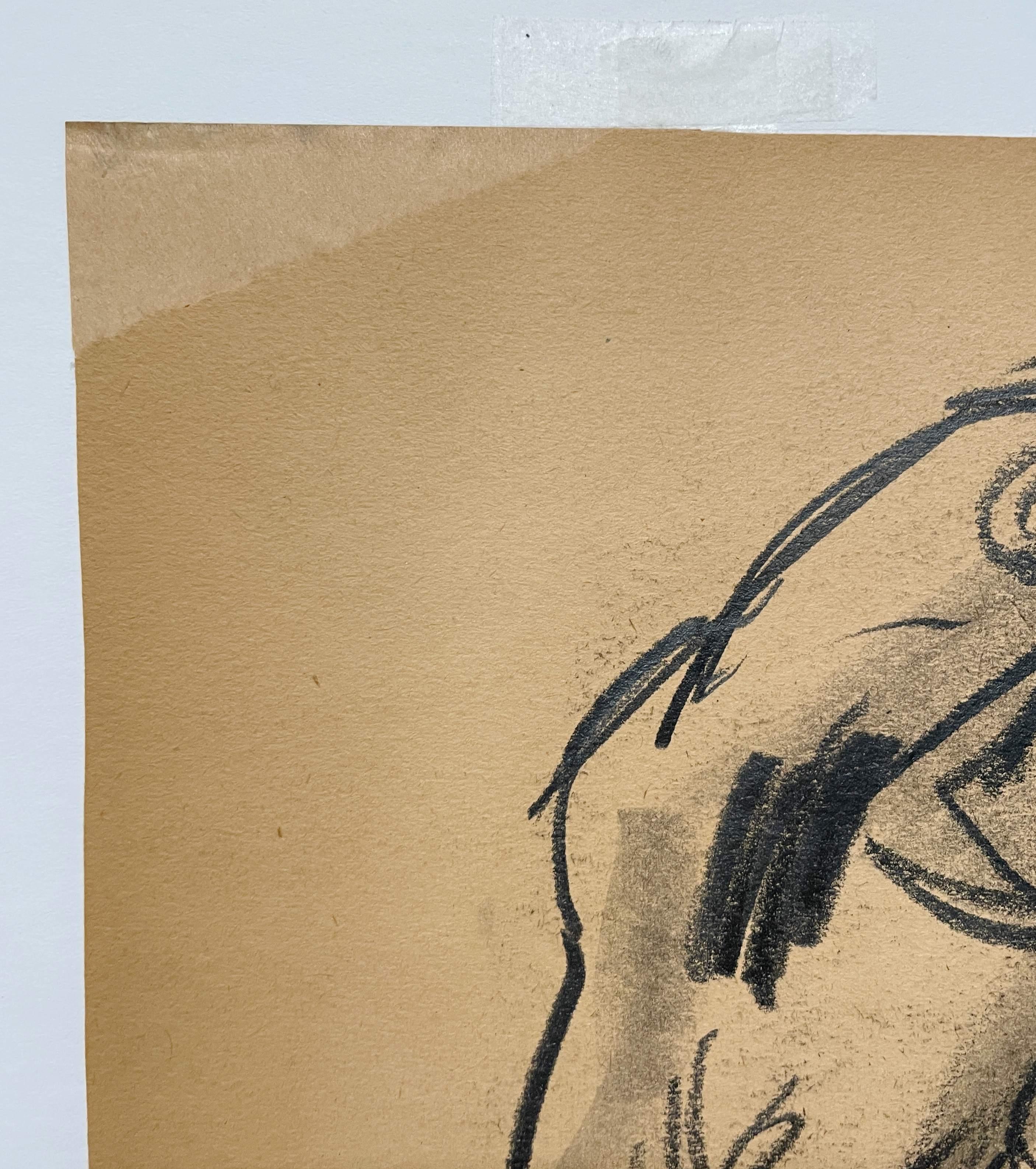 Dessin d'étude d'une figure académique moderne des années 1940, modèle masculin nu debout en vente 4