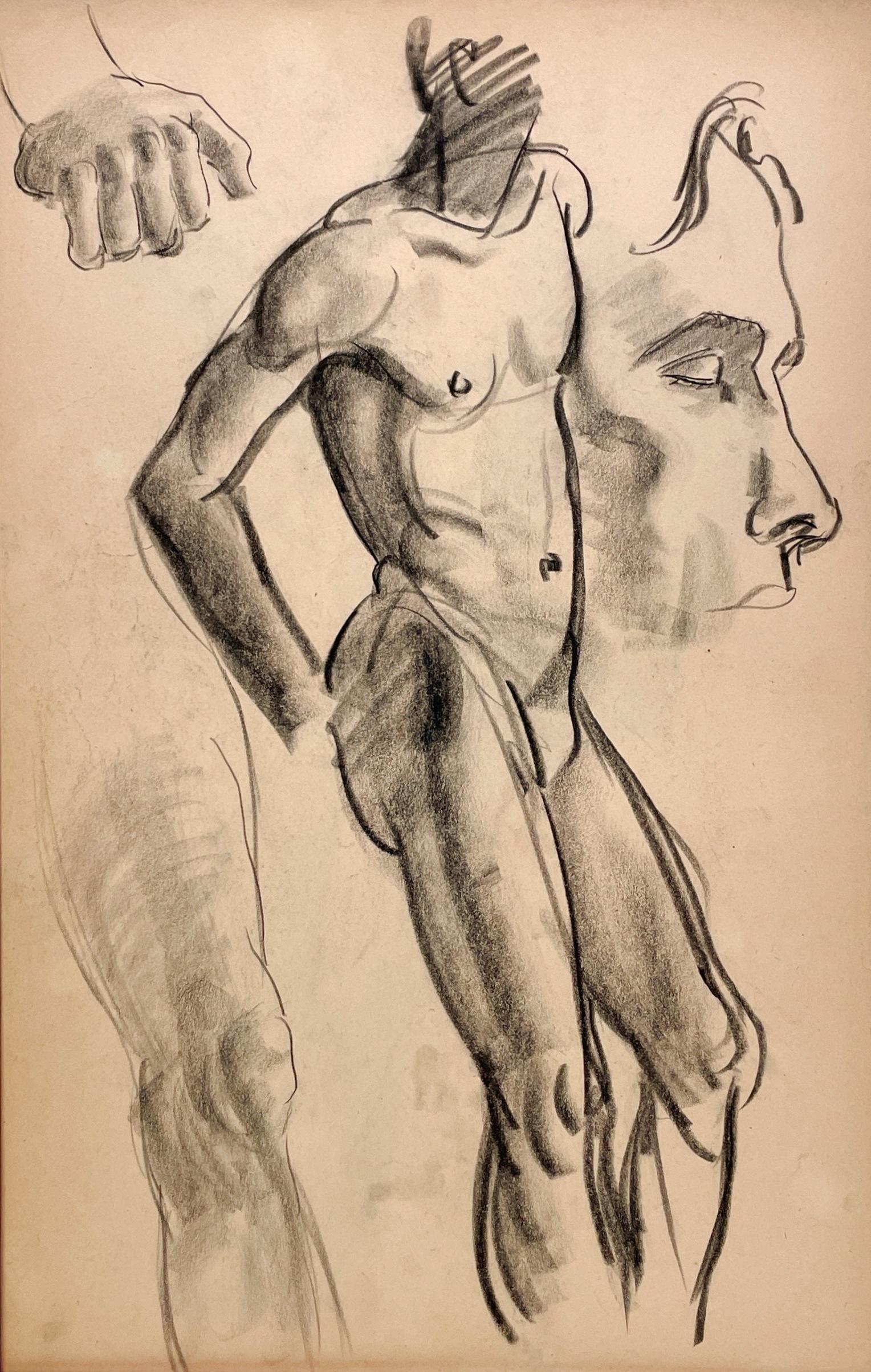 Fine 1930s, Modern Academic Figure Study ; Composite- Standing Male Nude Model