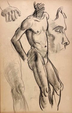 Eine schöne moderne akademische Figurenstudie aus den 1930er Jahren; Komposit - Stehendes männliches Aktmodell