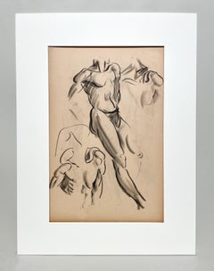 Un raffinato e moderno studio di figura anatomica accademica degli anni '30 (modello di nudo maschile in piedi)