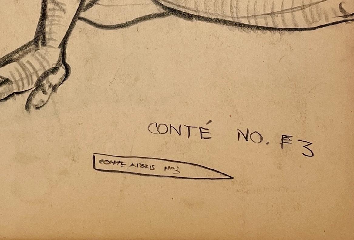 Dessin d'étude de figure académique moderne des années 1930 représentant un modèle No No assis. en vente 3
