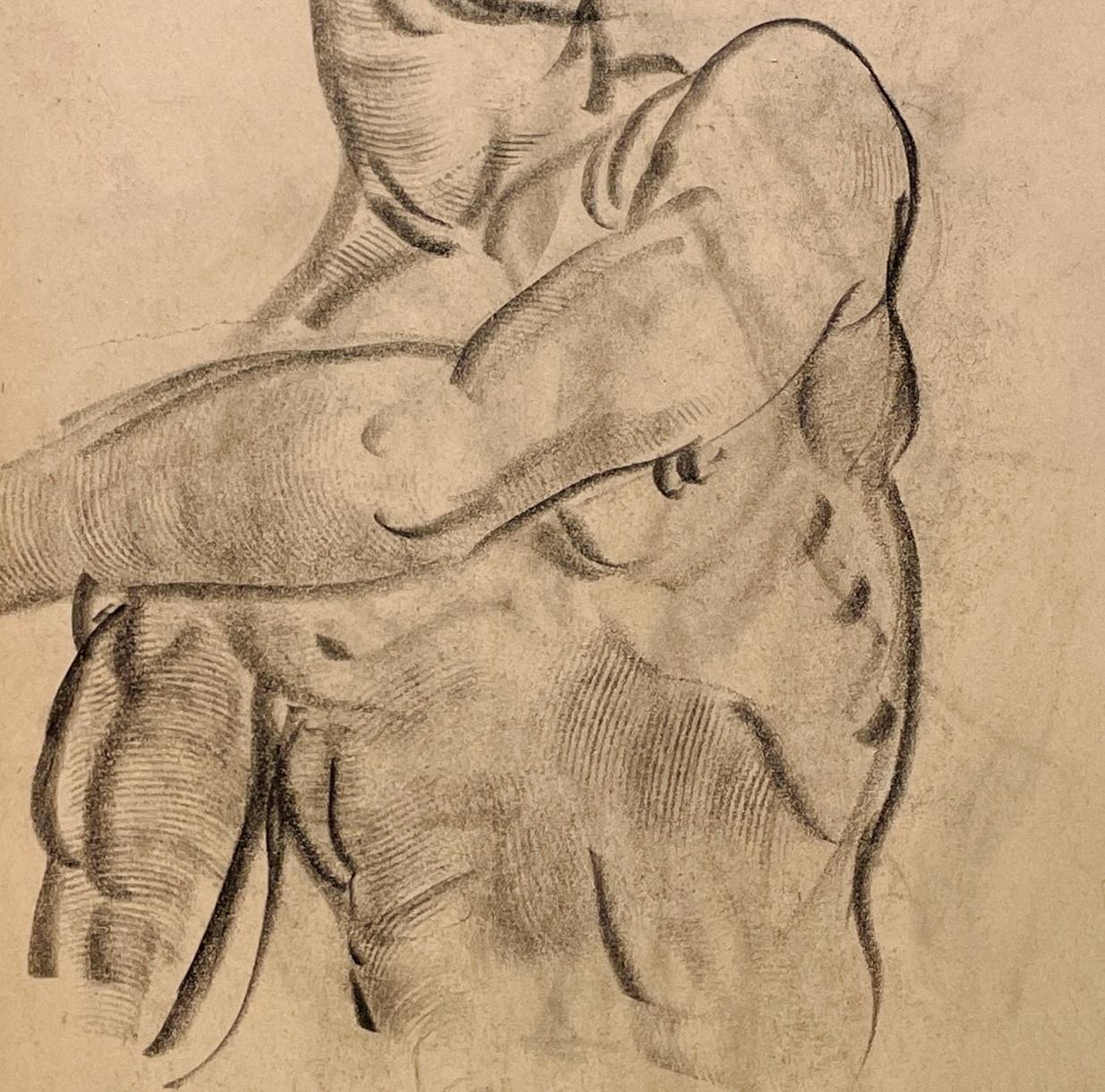 Fino estudio anatómico académico moderno de los años 30 (hombre de pie, torso) en venta 1