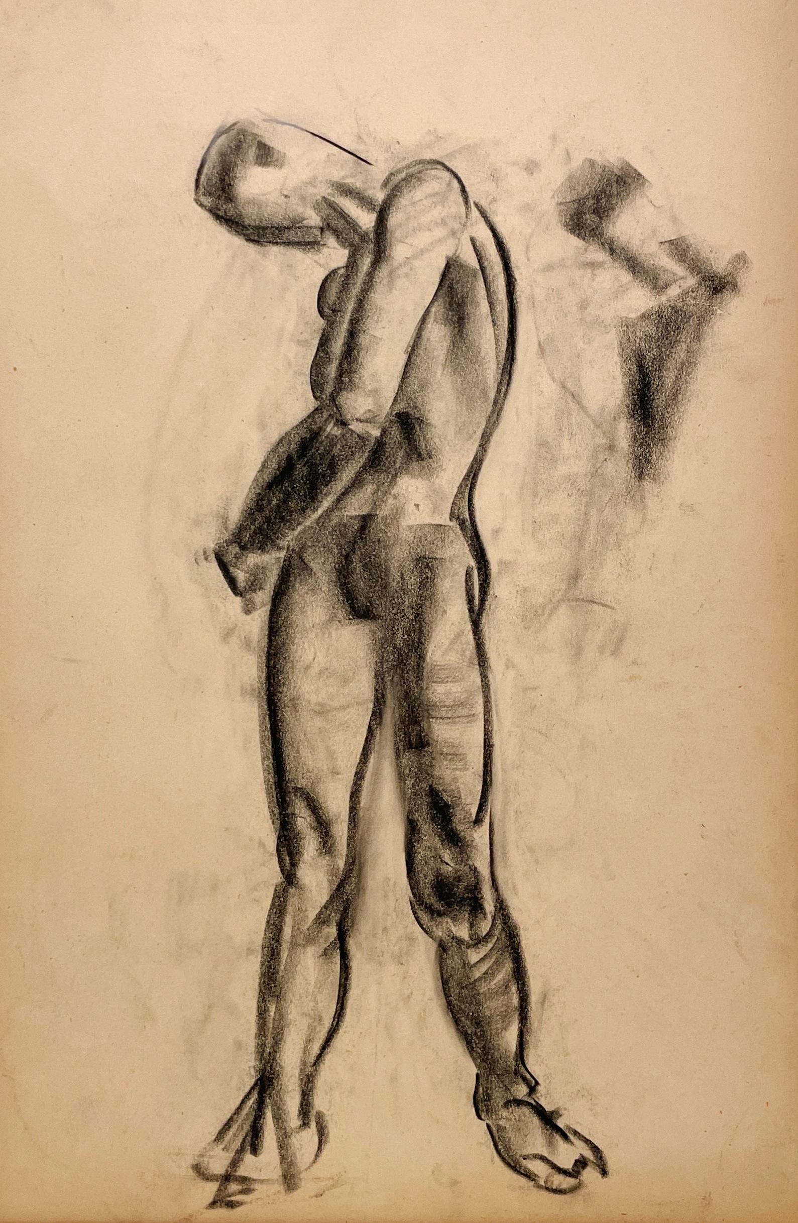 Nude Harold Haydon - Belle étude anatomique moderne des années 1930 (Modèle No No debout)