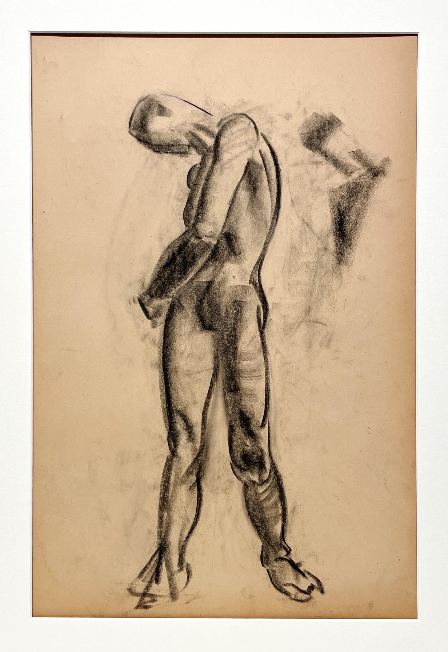 Belle étude anatomique moderne des années 1930 (Modèle No No debout) - Modernisme américain Art par Harold Haydon