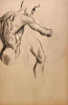 Eine schöne, moderne akademische anatomische Figurenstudie aus den 1930er Jahren (stehendes männliches Aktmodell)