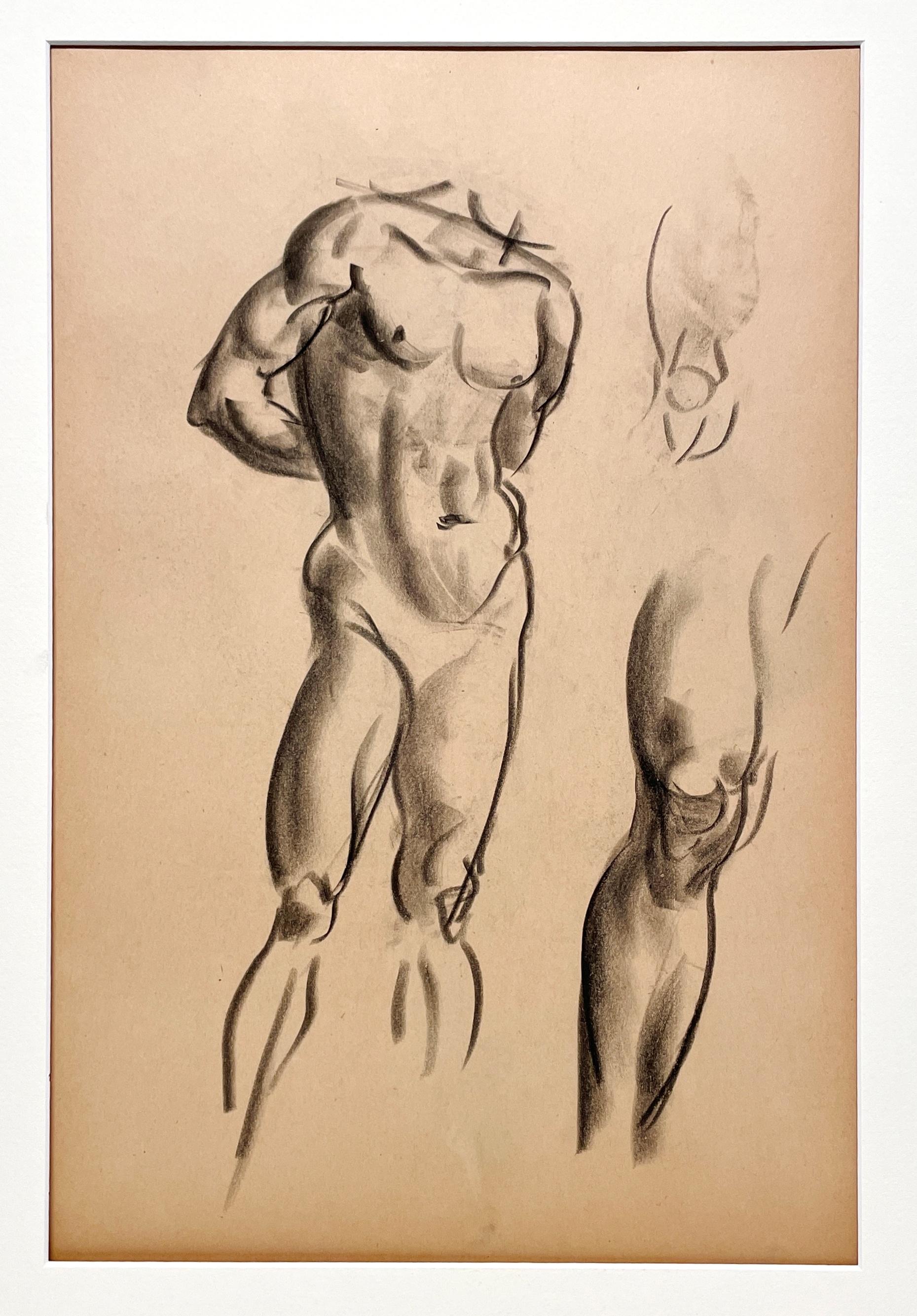 Belle étude anatomique moderne des années 1930 (Modèle No No debout) - Modernisme américain Art par Harold Haydon