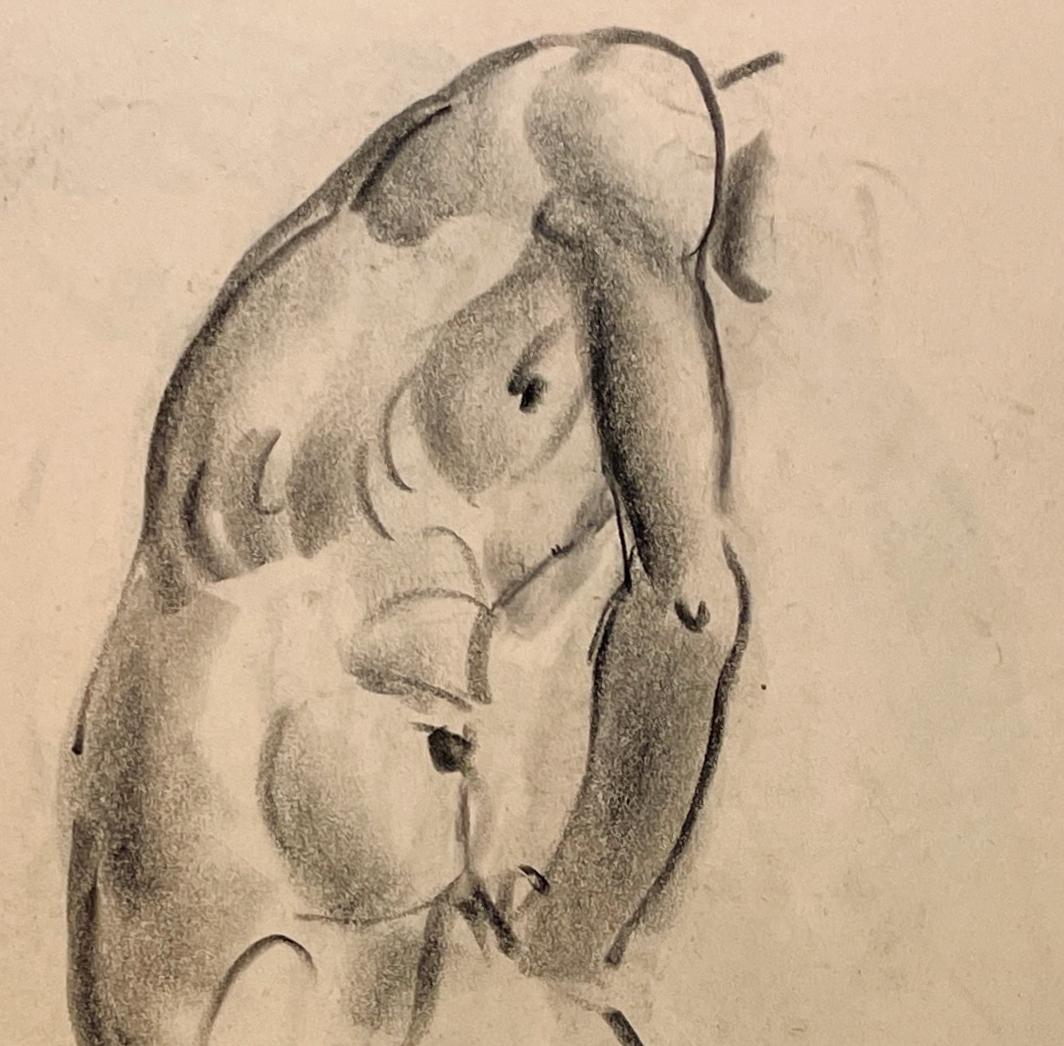 Fino estudio anatómico académico moderno de los años 30 (hombre sentado, torso) en venta 2