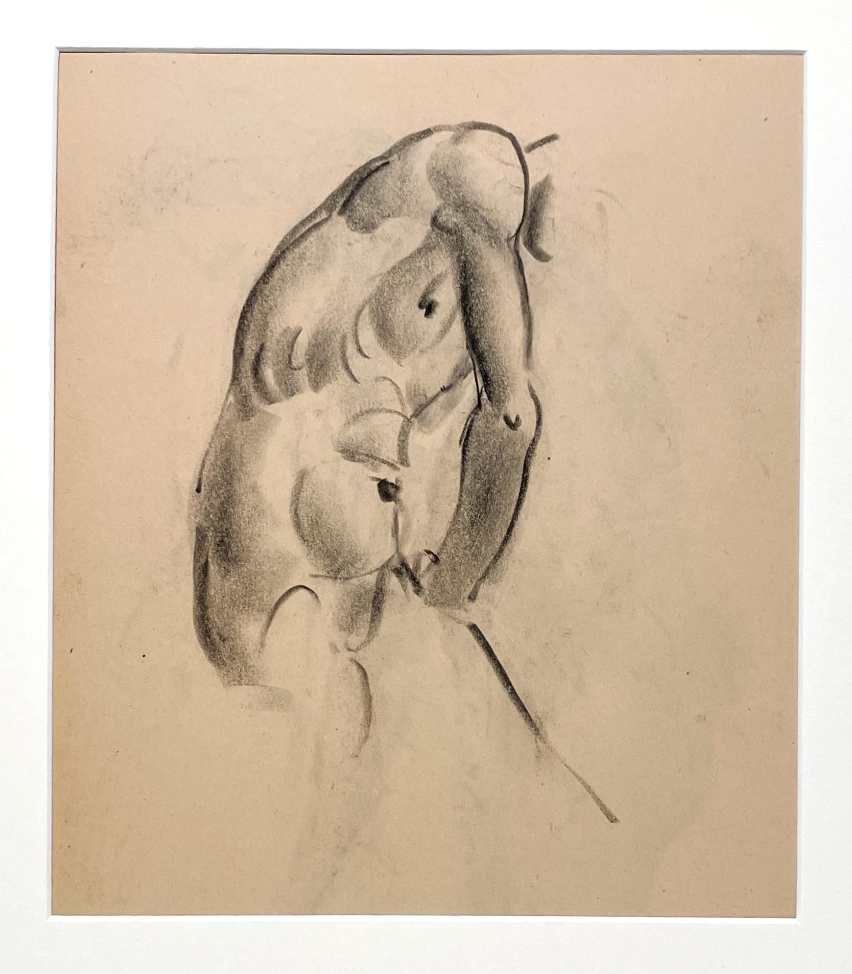 Fino estudio anatómico académico moderno de los años 30 (hombre sentado, torso) - Art moderno estadounidense de Harold Haydon