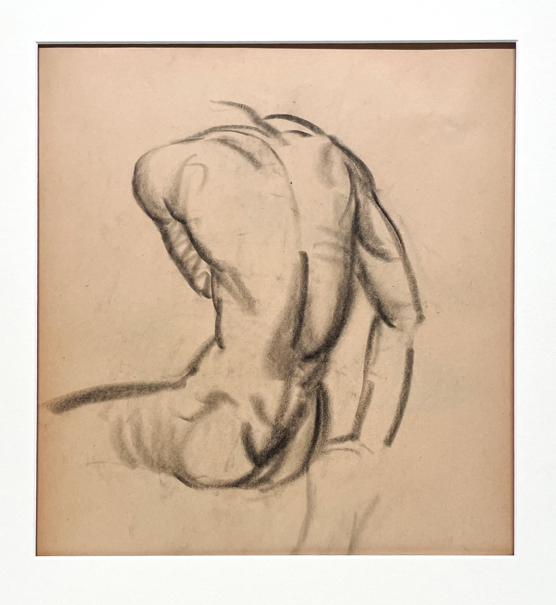 Belle étude anatomique moderne des années 1930 (homme assis, de dos) - Modernisme américain Art par Harold Haydon