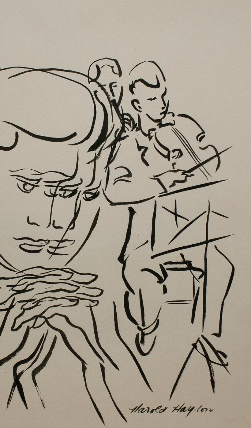 Eine schöne, surrealistische Darstellung einer Sommersymphonie aus den 1950er Jahren (Amerikanische Moderne), Art, von Harold Haydon