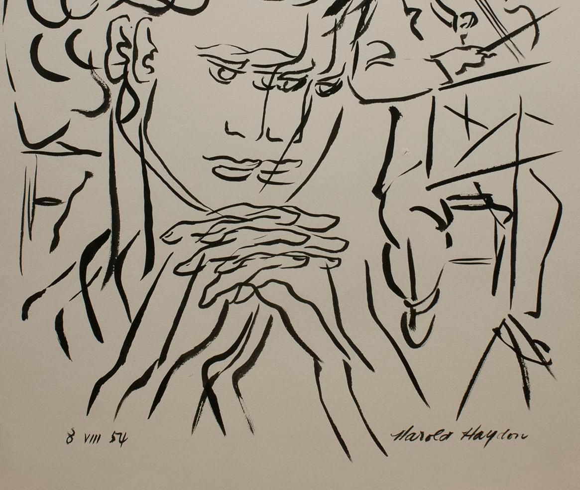 Eine schöne, surrealistische Darstellung einer Sommersymphonie aus den 1950er Jahren (Braun), Portrait, von Harold Haydon