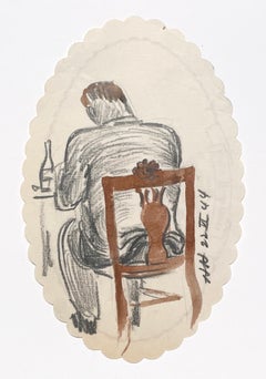 Moderne, amerikanische Szene aus den 1940er Jahren: Studie eines sitzenden Mannes am Tisch von Harold Haydon