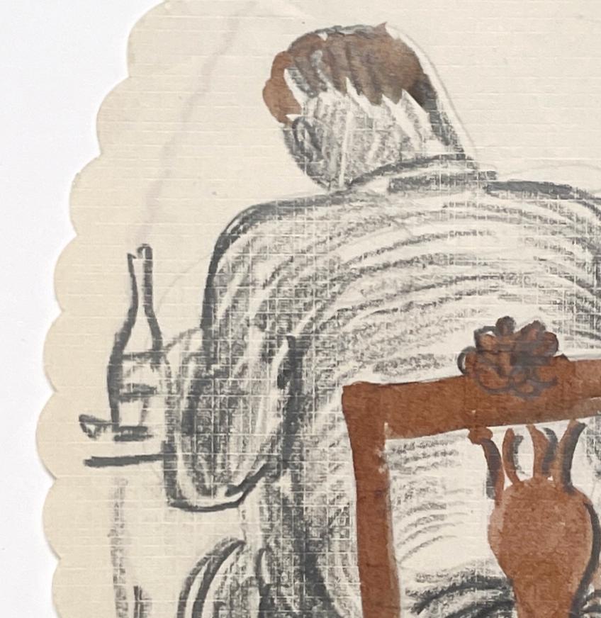 Moderne, amerikanische Szene aus den 1940er Jahren: Studie eines sitzenden Mannes am Tisch von Harold Haydon im Angebot 3